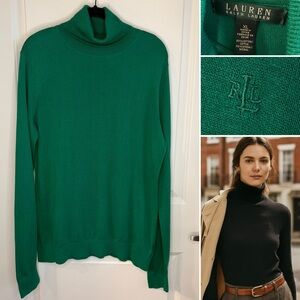 Ralph Lauren Emerald/Kelly Green Cotton/Modal Turtleneck Sweater Women’s XL